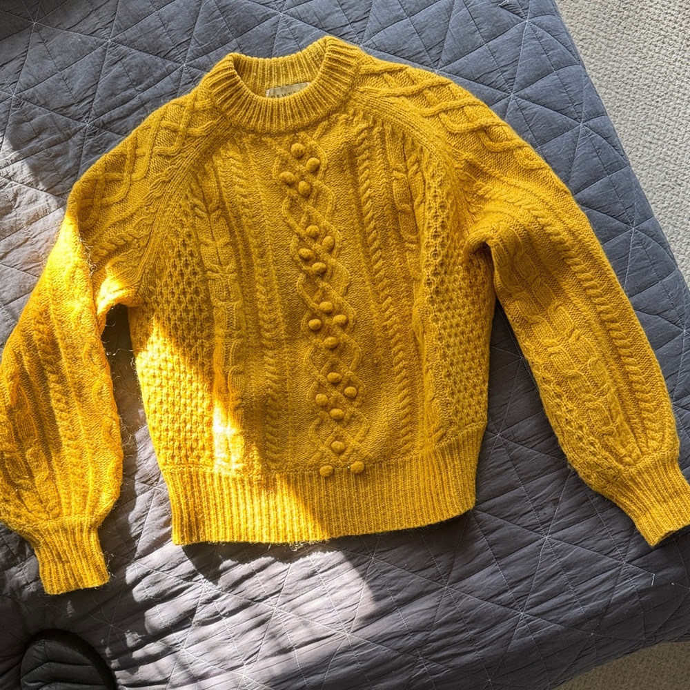 J. Crew Mustard Cable Knit Sweater - Picture 1 of 2